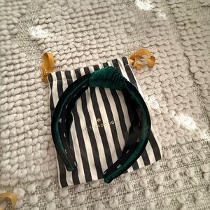 Lele Sadoughi Emerald Green Velvet Knotted Headband
